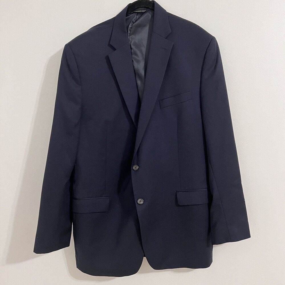 Lauren Ralph Lauren Navy Blue Blazer Size 44L 100% Wool Two Button‎ Solid Formal